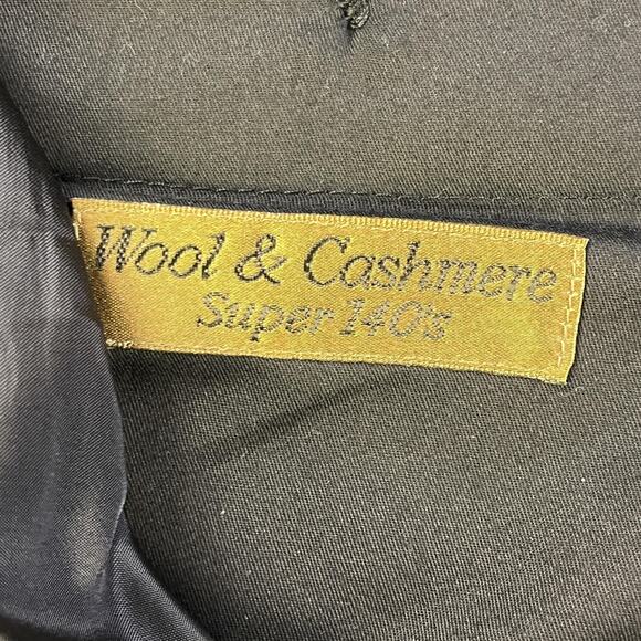 Adolfo Pants Mens 38x32 Black Wool Cashmere Super 140s Dress Slacks Flat Front - Picture 7 of 14